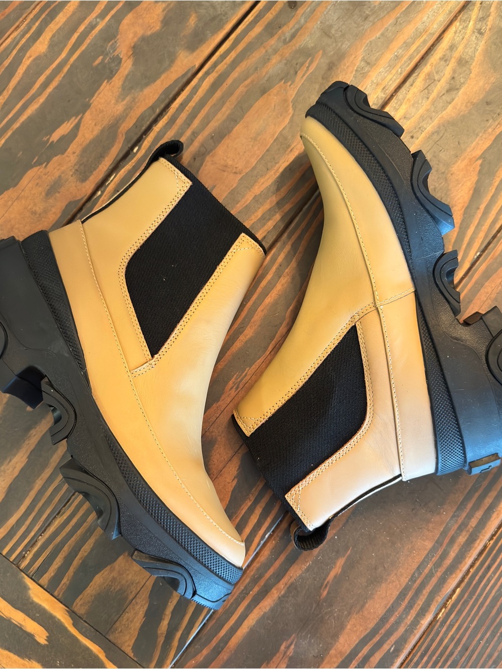 Sorel Brex Waterproof Chelsea Boots Tawny Buff Black Chunky Platform Size 9 NWOB - Picture 2 of 6